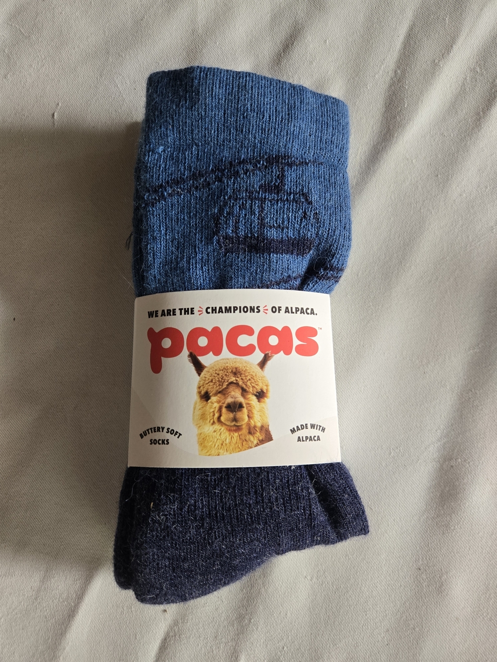Men’s Crew Paca Socks - Navy Blue With Gondola Pattern M-L 7-10 Thermoregulating